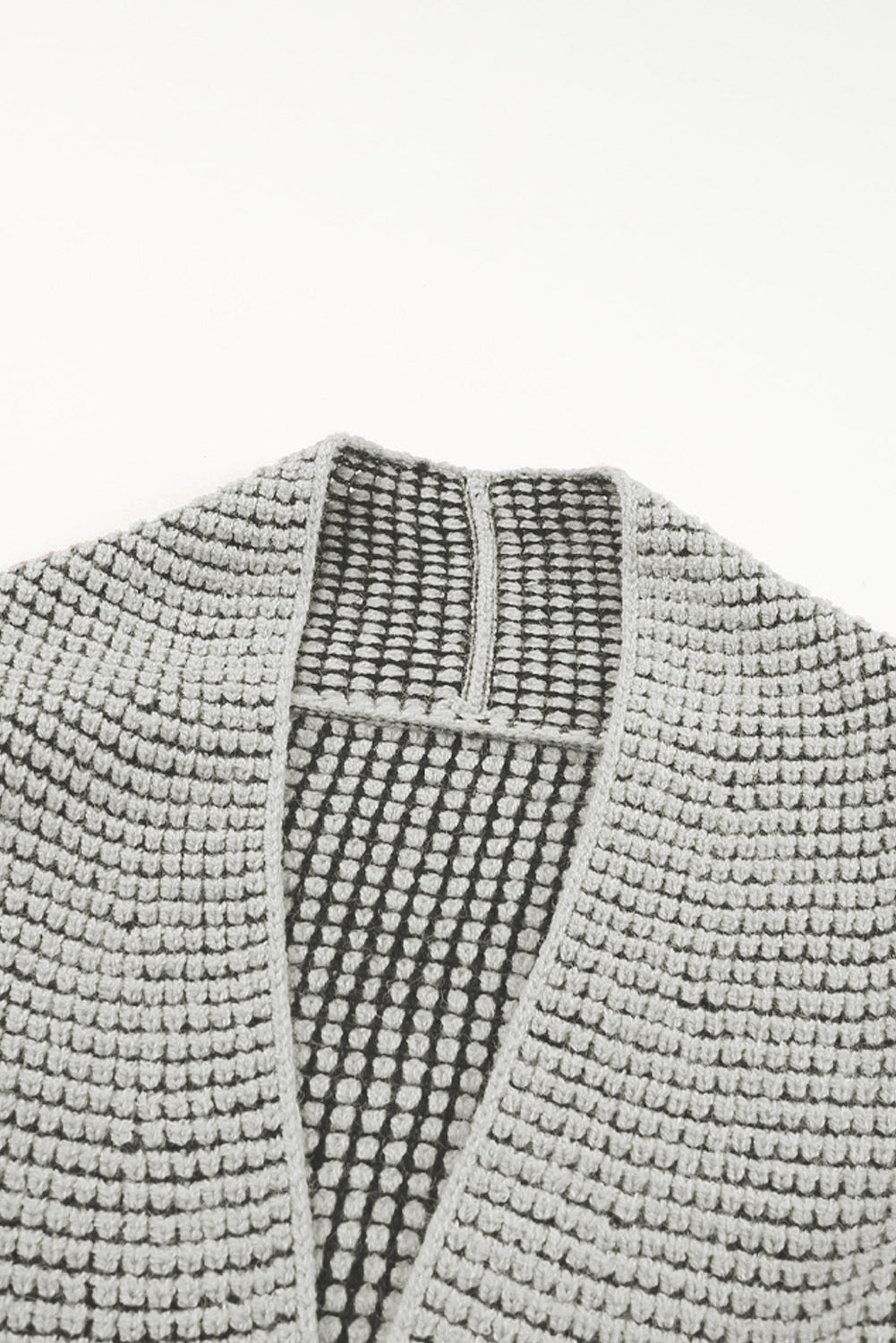 Gray Chunky Waffle Knit Oversized Collar Cardigan Cardigans JT's Designer Fashion