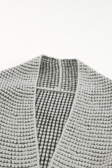 Gray Chunky Waffle Knit Oversized Collar Cardigan Cardigans JT's Designer Fashion