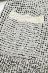 Gray Chunky Waffle Knit Oversized Collar Cardigan Cardigans JT's Designer Fashion