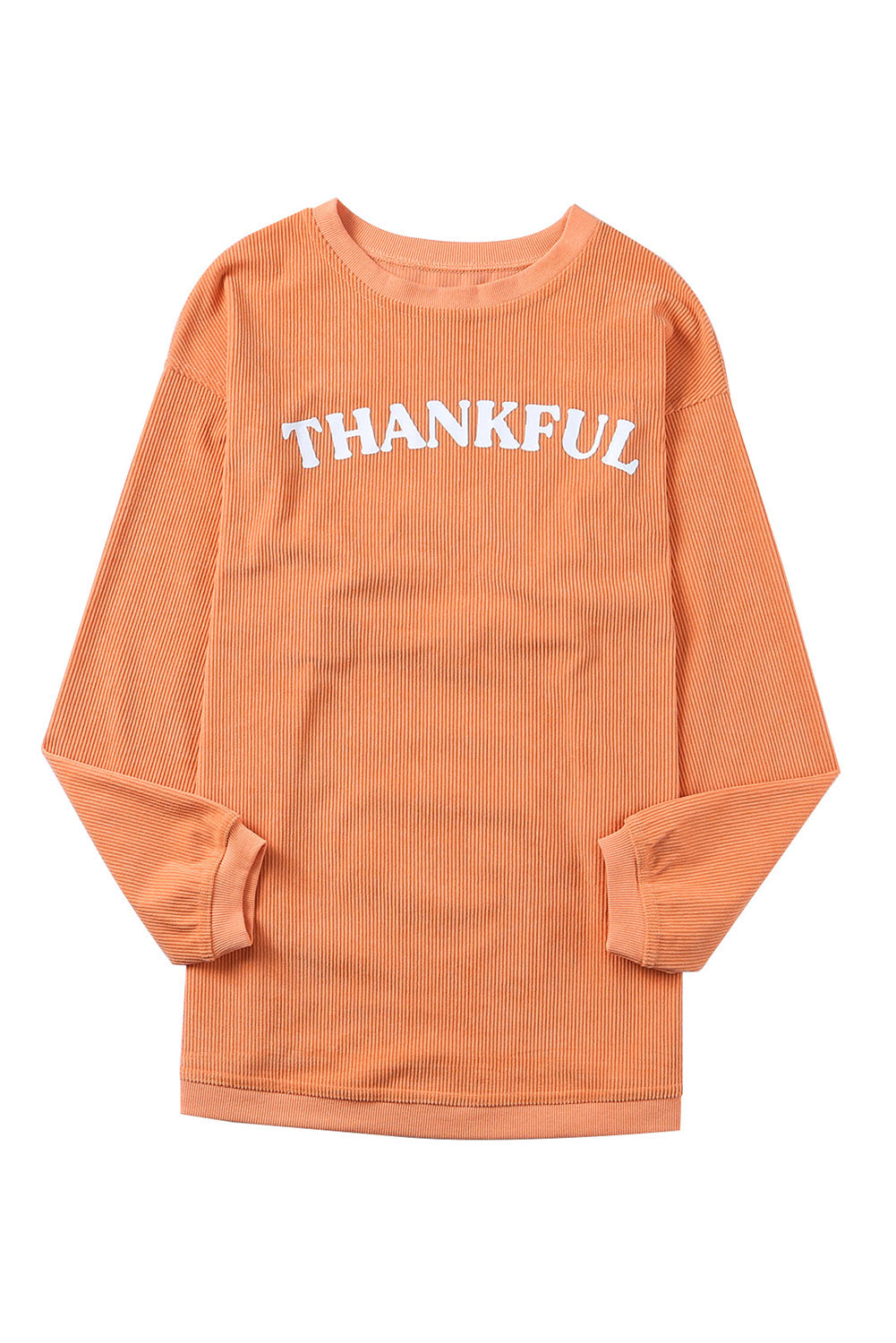 Orange Thankful Graphic Corded Sweatshirt Graphic Sweatshirts JT's Designer Fashion