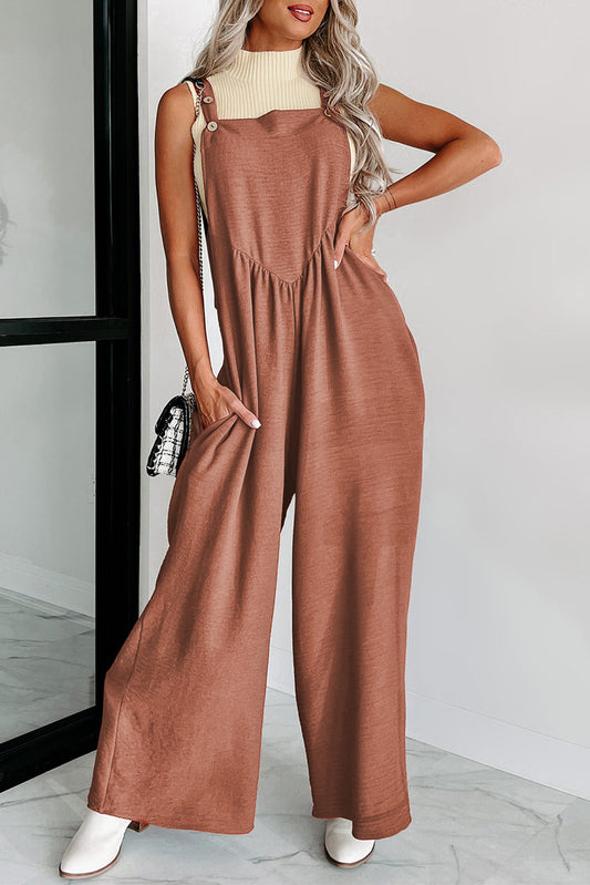 Gold Flame Wide Leg Overall Jumpsuit Jumpsuits & Rompers JT's Designer Fashion