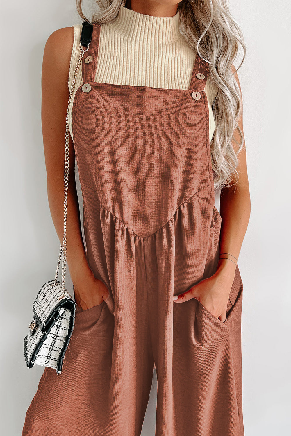 Gold Flame Wide Leg Overall Jumpsuit Jumpsuits & Rompers JT's Designer Fashion