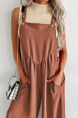 Gold Flame Wide Leg Overall Jumpsuit Jumpsuits & Rompers JT's Designer Fashion