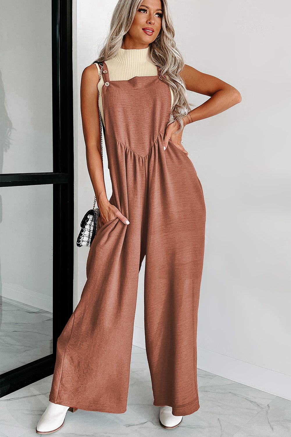 Gold Flame Wide Leg Overall Jumpsuit Jumpsuits & Rompers JT's Designer Fashion
