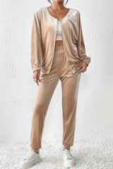 Luxe Velvet 2-Piece Jogger Set – Chic Comfort in Every Step Bottoms JT's Designer Fashion