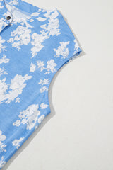 Myosotis Floral Print Half Button Wide Leg Relaxed Sleeveless Jumpsuit Jumpsuits & Rompers JT's Designer Fashion