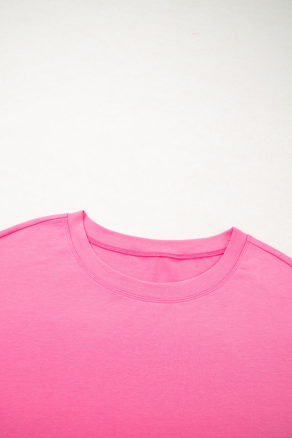 Pink Star Patched Colorblock Raw Edge Bracelet Sleeve Plus Size Loose Tee Plus Size Tops & Tees JT's Designer Fashion