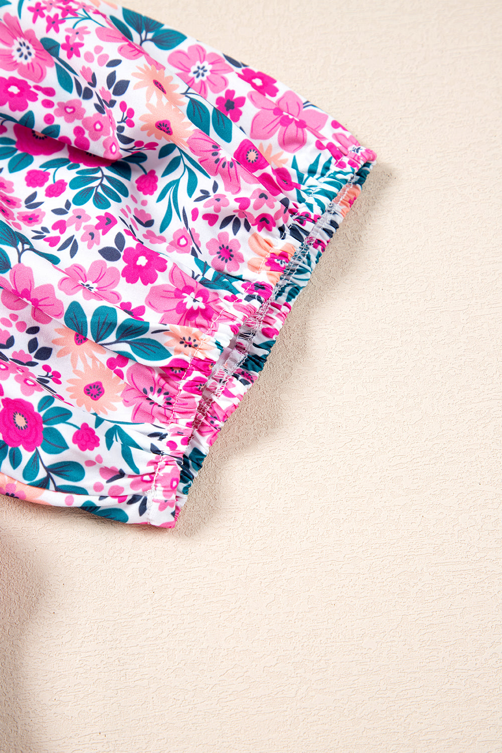 Pink Plus Size Floral Half Button Short Puff Sleeve A-line Dress Plus Size Mini Dresses JT's Designer Fashion