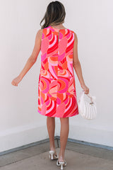 Rose Abstract Floral Print Sleeveless Shift Mini Dress Mini Dresses JT's Designer Fashion