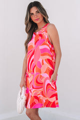 Rose Abstract Floral Print Sleeveless Shift Mini Dress Mini Dresses JT's Designer Fashion