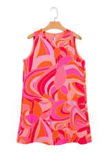 Rose Abstract Floral Print Sleeveless Shift Mini Dress Mini Dresses JT's Designer Fashion