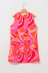Rose Abstract Floral Print Sleeveless Shift Mini Dress Mini Dresses JT's Designer Fashion