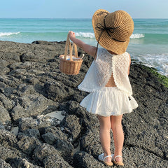 Girls 2 Piece Hollow Lace Wedding Romper Set Kids Sets JT's Designer Fashion