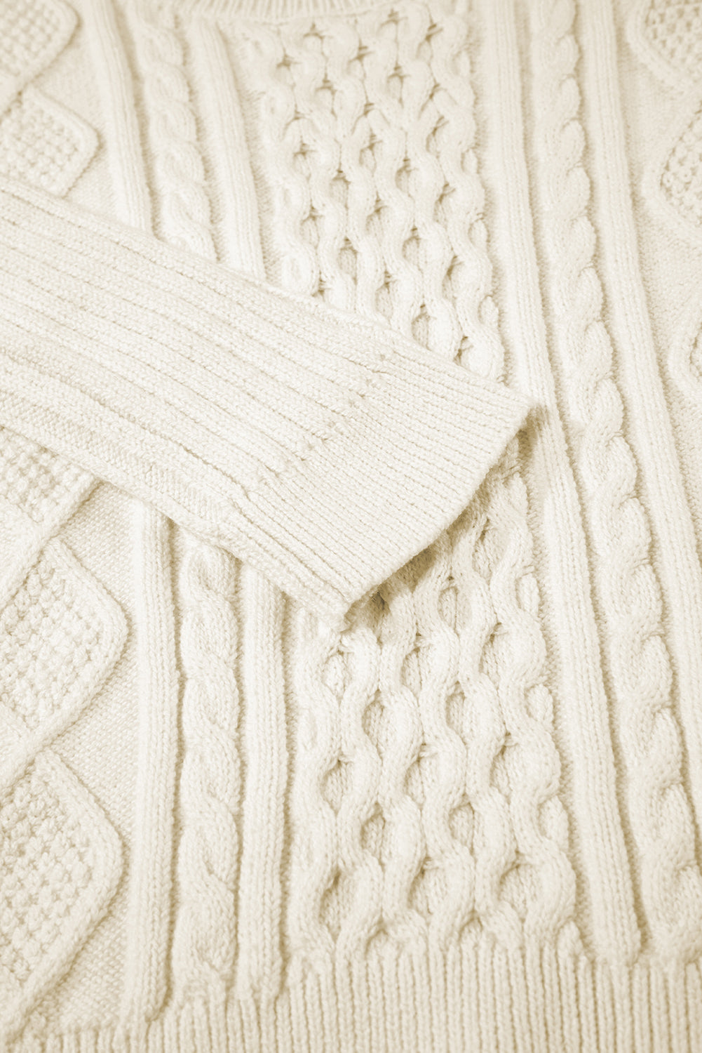 White Cable Knit Cropped Sweater Sweaters JT's Designer Fashion