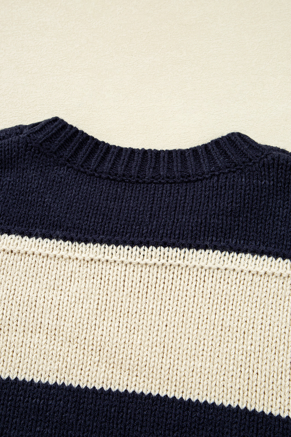 Blue Stripe Color Block PLus Size Drop Shoulder Sweater Plus Size Sweaters & Cardigans JT's Designer Fashion