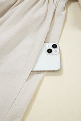 White Textured Ruffled Puff Sleeve Loose Dress Mini Dresses JT's Designer Fashion