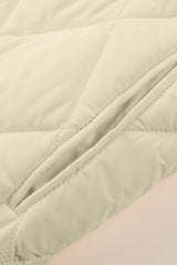 Beige Quilted Snap Button Hooded Coat Coats JT's Designer Fashion