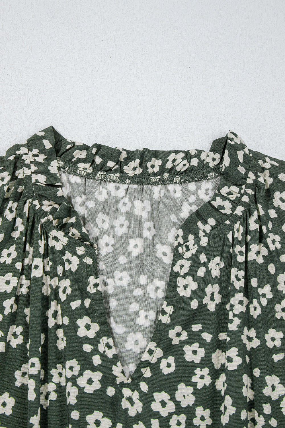 Green Boho Floral Print V Neck Tunic Sleeveless Dress Floral Dresses JT's Designer Fashion