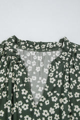 Green Boho Floral Print V Neck Tunic Sleeveless Dress Floral Dresses JT's Designer Fashion