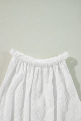 White Lace Sleeveless Knot Hollow Out Back Tied Waist Mini Dress Mini Dresses JT's Designer Fashion