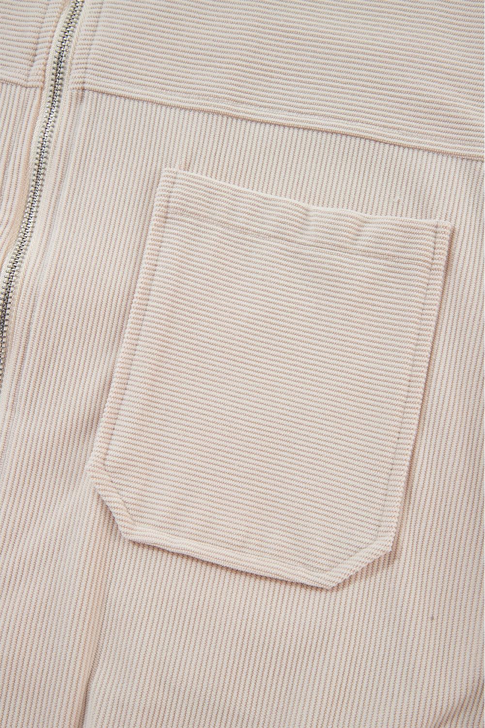 White Corduroy Drawstring Hooded Pocket Zip Up Jacket Jackets JT's Designer Fashion