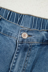 Stone Blue Star Patchwork Cropped Wide Leg High Waist Jeans Jeans JT's Designer Fashion