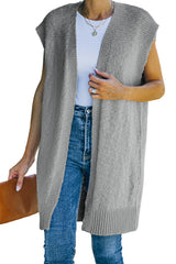 Gray Basic Vest Cardigan Sweater Sweaters & Cardigans JT's Designer Fashion