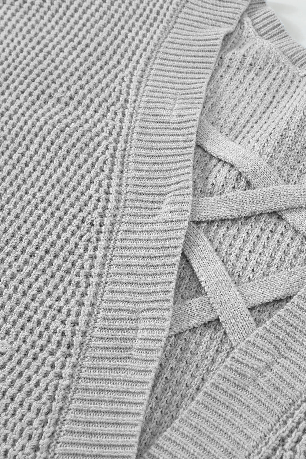 Gray Cross Back Hollow-out Sweater Sweaters & Cardigans JT's Designer Fashion