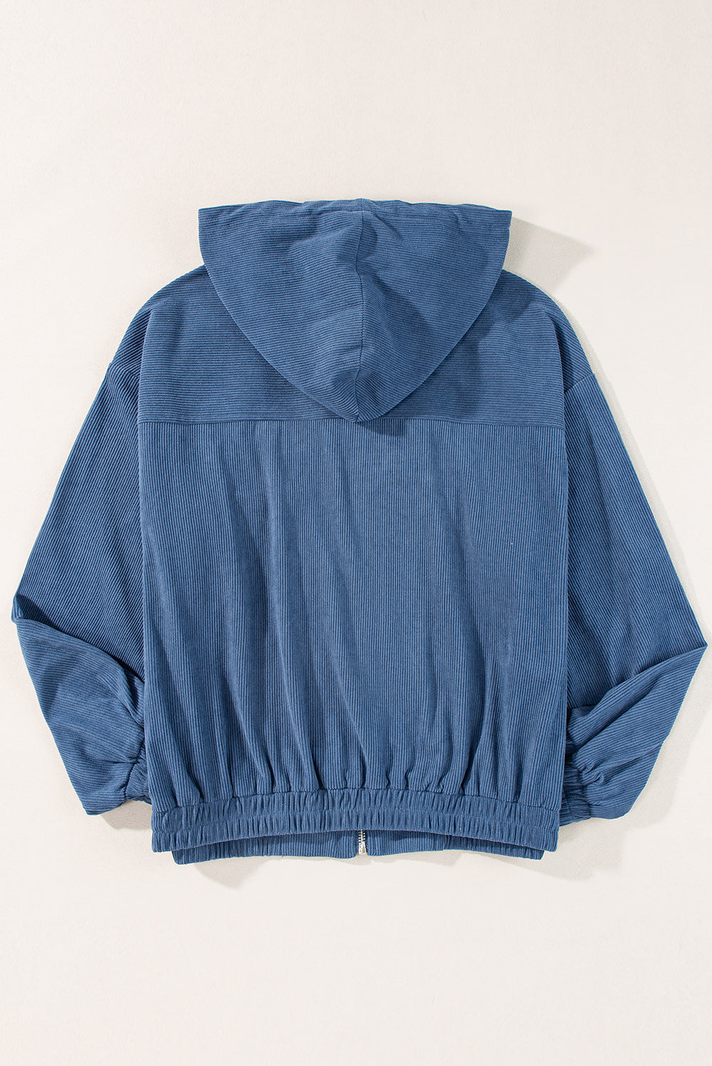 Real Teal Corduroy Drawstring Hooded Pocket Zip Up Jacket Jackets JT's Designer Fashion