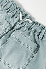 Smoke Green Mineral Wash Drawstring High Waist Wide Leg Jeans Jeans JT's Designer Fashion
