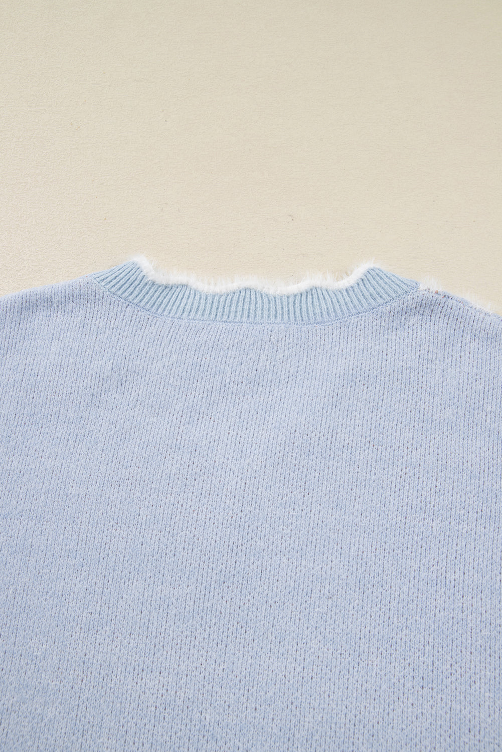 Gray Fuzzy Flower Scalloped V Neck Plus Sweater Plus Size Sweaters & Cardigans JT's Designer Fashion