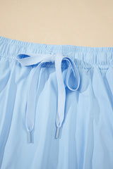 Sky Blue Drawstring High Waist Lined Tennis Skorts Skirts & Petticoat JT's Designer Fashion