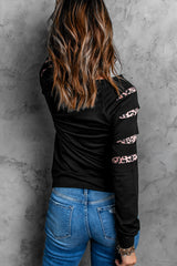 Black LOVE Sequin Pumpkin Leopard Print Cut Out Sleeve Sweatshirt Graphic Sweatshirts JT's Designer Fashion