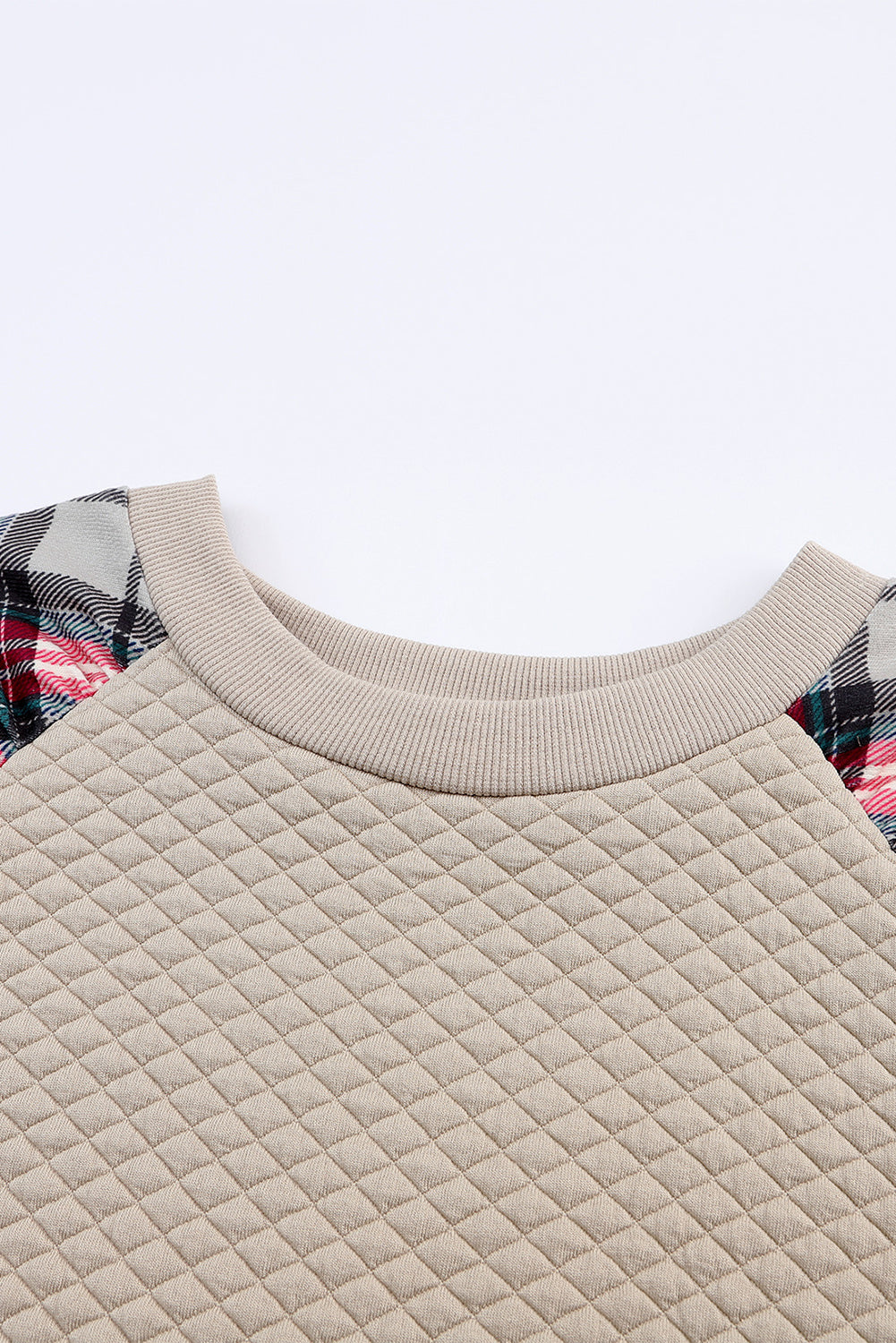 Apricot Plaid Raglan Sleeve Sweatshirt Sweatshirts & Hoodies JT's Designer Fashion