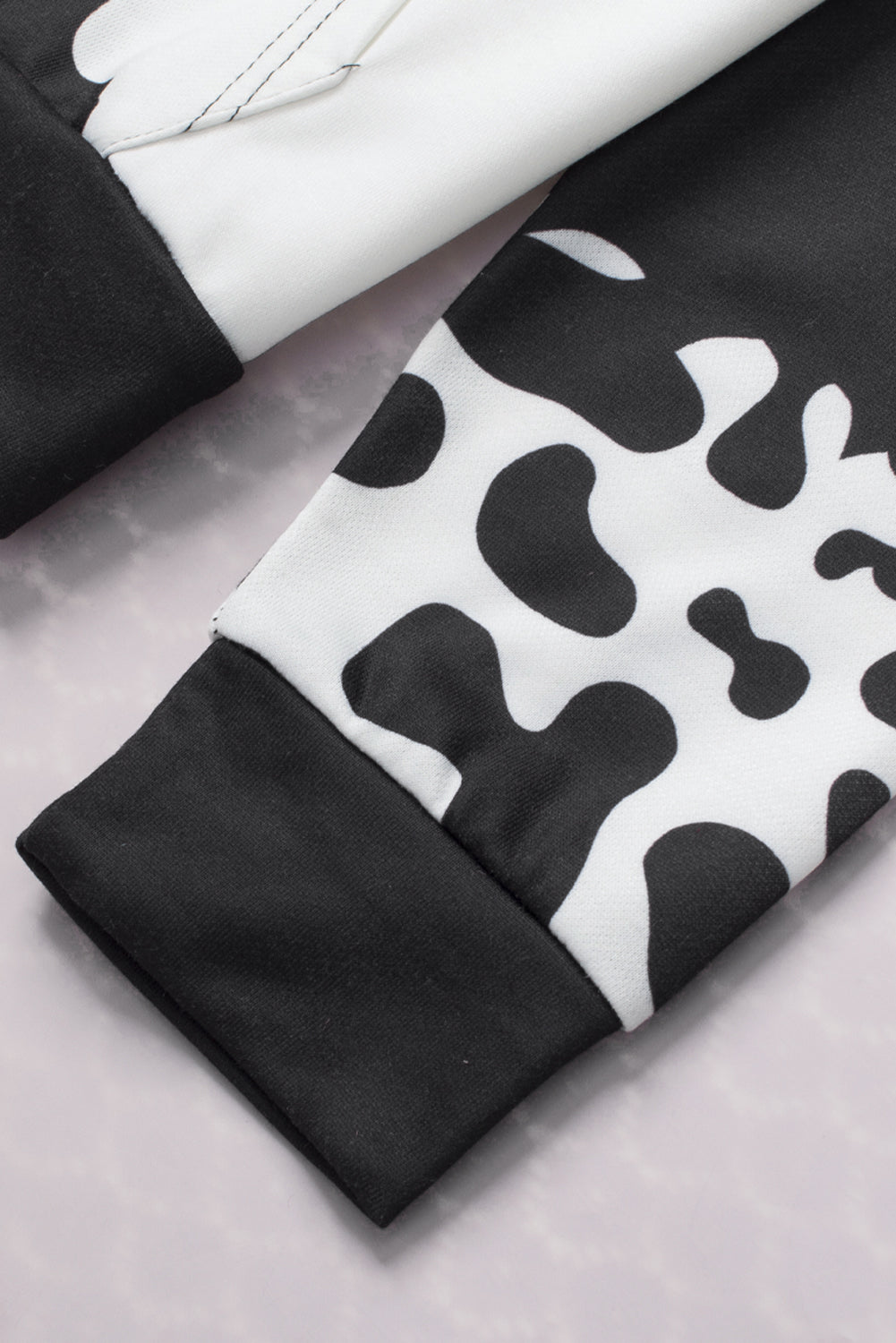 Black Cow Tie Dye Print Pocketed Drawstring Pullover Hoodie Sweatshirts & Hoodies JT's Designer Fashion