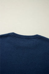 Sail Blue Star Pattern Drop Shoulder Knitted Sweater Sweaters JT's Designer Fashion