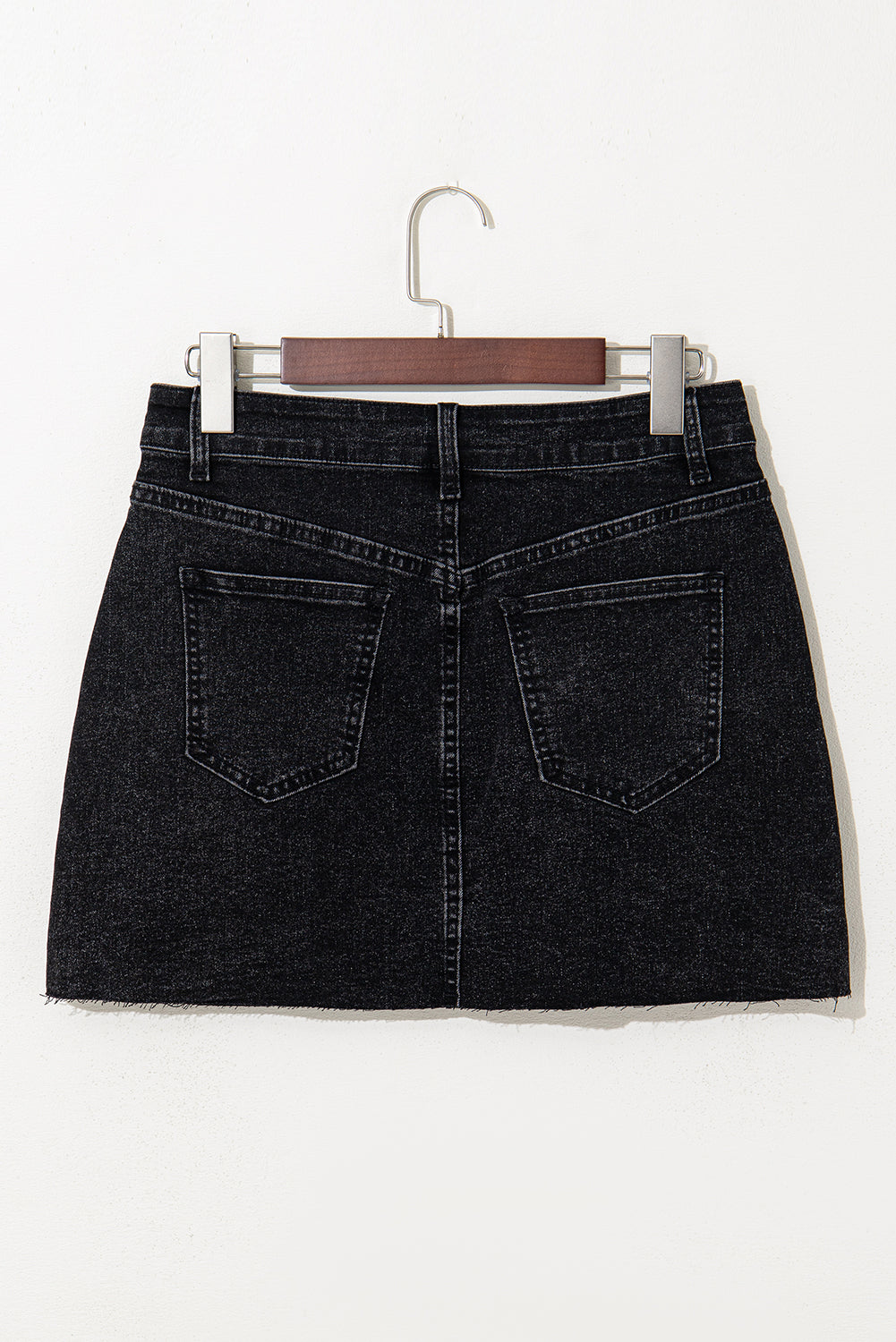 Carbon Grey Mineral Wash Ripped Raw Hem Denim Mini Skirt Skirts & Petticoat JT's Designer Fashion