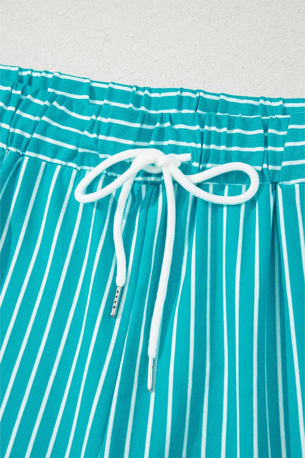 Sky Blue Stripe V Neck Tee and Casual Short Set Short Sets JT's Designer Fashion