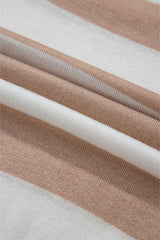 Apricot Colorblock Striped Round Neck Drop Shoulder Sweater Sweaters JT's Designer Fashion