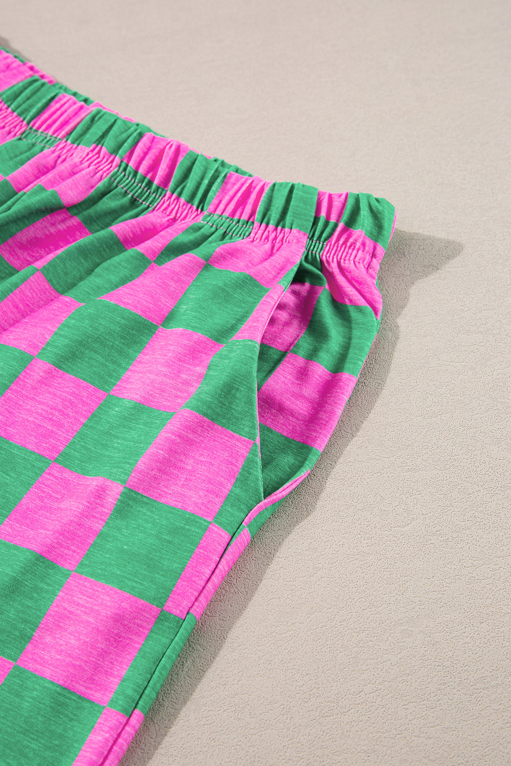 Green 2-Tone Checked Print High Waist Wide Leg Pants Pants & Culotte JT's Designer Fashion