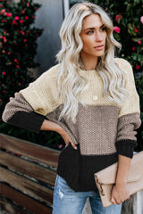 Black Color Block Netted Texture Pullover Sweater Sweaters & Cardigans JT's Designer Fashion