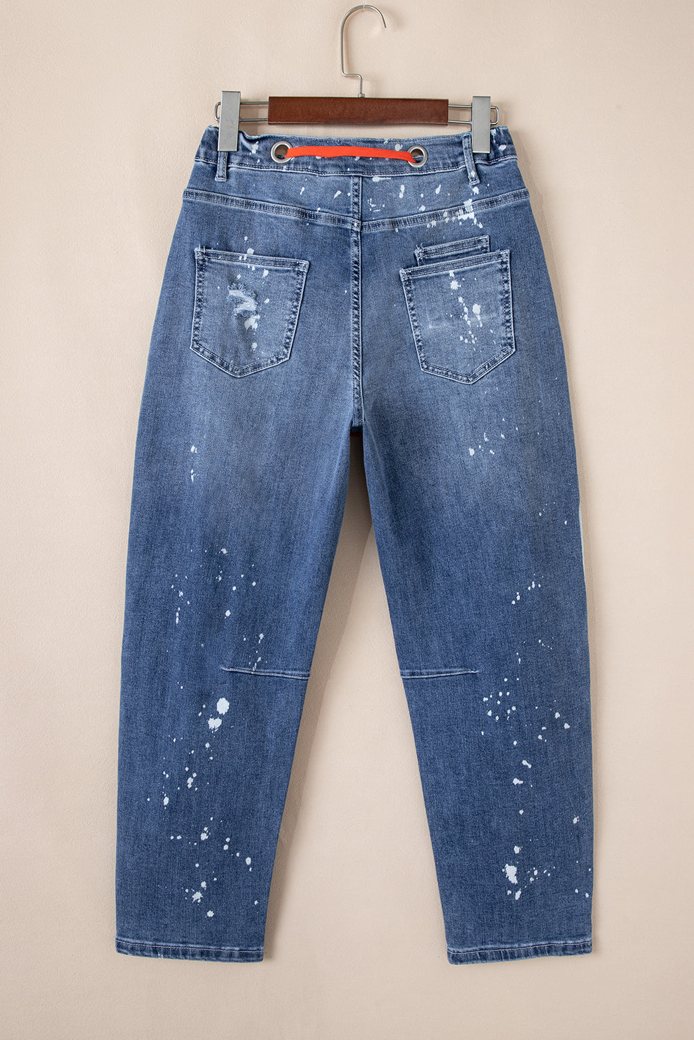 Ashleigh Blue Ripped Splattering Paint Rope Waist Cropped Straight Jeans Jeans JT's Designer Fashion