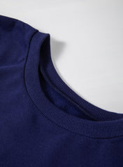 Navy Blue Solid Fleece Lined Drop Shoulder High Low Sweatshirt Sweatshirts & Hoodies JT's Designer Fashion