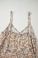Khaki Boho Floral Printed Tie Waist Flared Sundress Floral Dresses JT's Designer Fashion