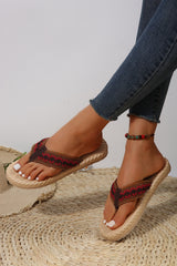 Fiery Red Woven Strap Flat Flip Flops Slippers JT's Designer Fashion