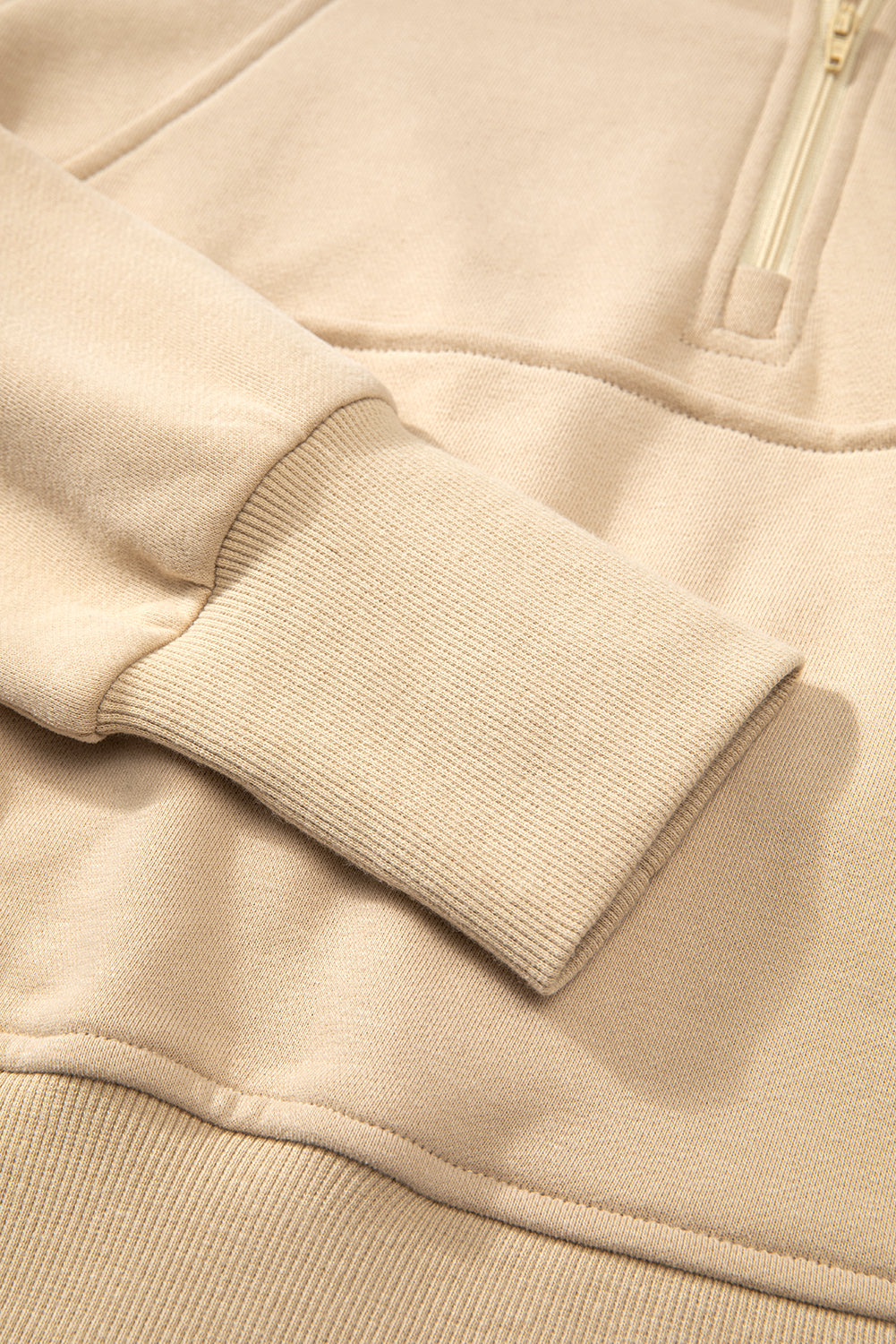Parchment Quarter Zip Stand Neck Kangaroo Pocket Sweatshirt Sweatshirts & Hoodies JT's Designer Fashion