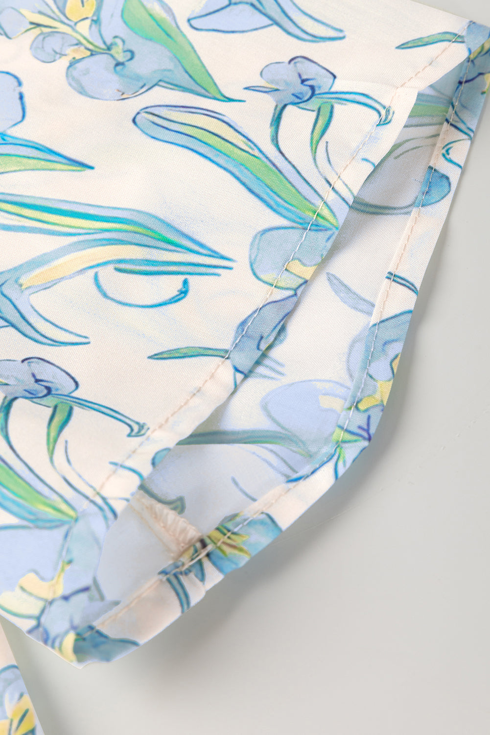 Green Floral Print Shirtcollar Buttoned Short Sleeve Shift Dress Floral Dresses JT's Designer Fashion