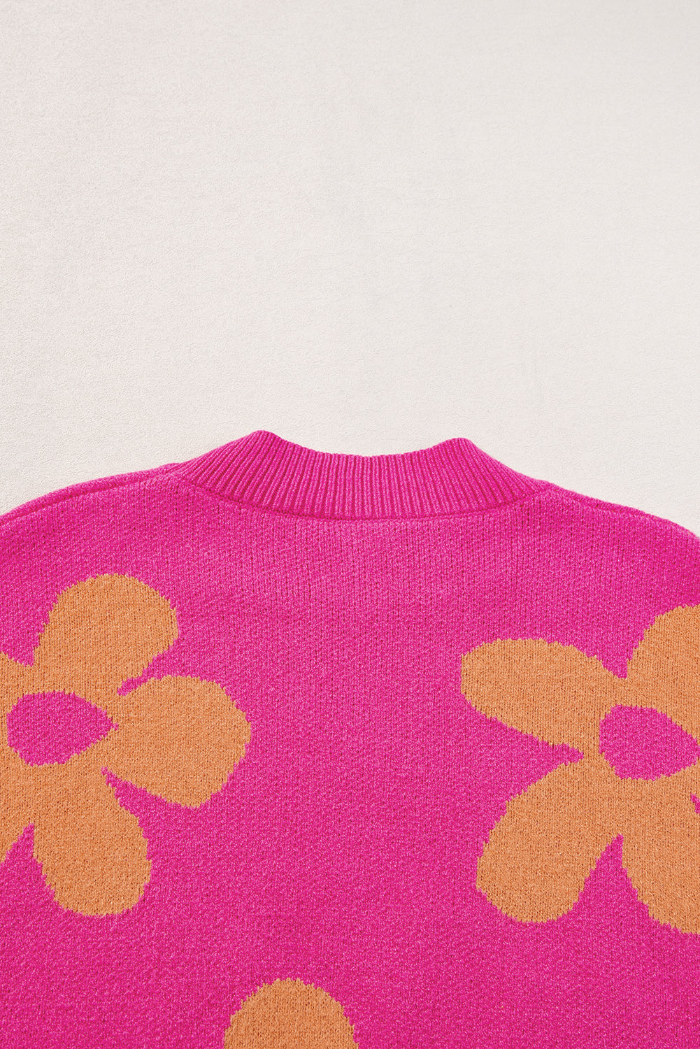 Rose Big Flower Pattern Mock Neck Long Sleeve Sweater Sweaters JT's Designer Fashion
