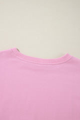 Bonbon Color Block Exposed Seam Side Slits Crewneck Sweatshirt Sweatshirts & Hoodies JT's Designer Fashion