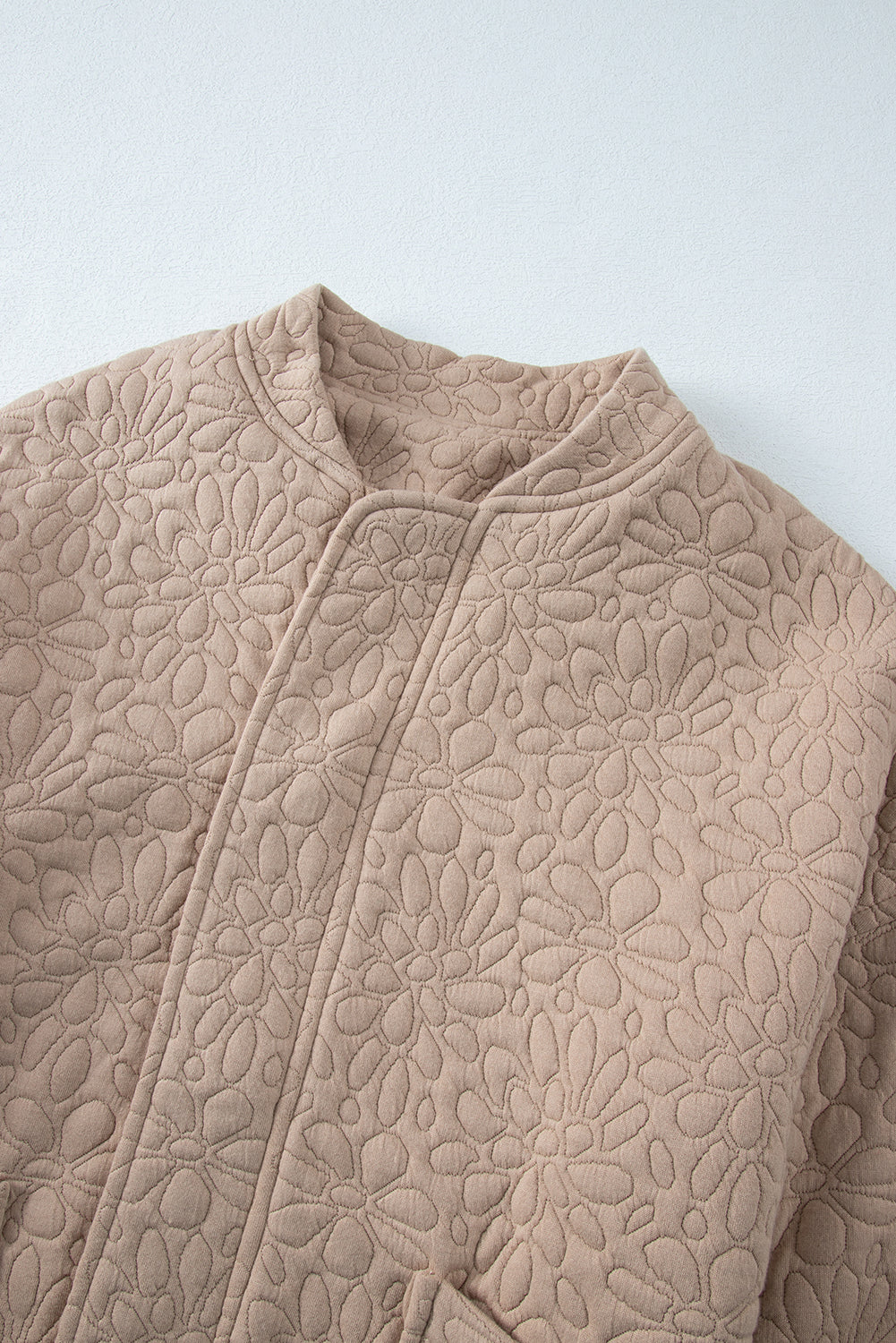 Light French Beige Floral Quilted Jacket Jackets JT's Designer Fashion